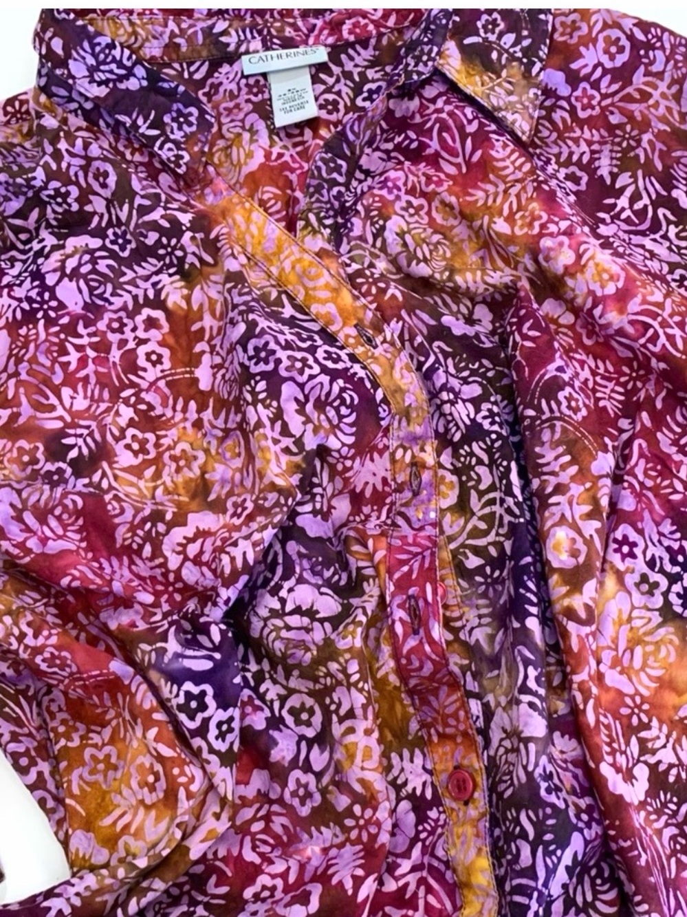 Plum & Purple Short Sleeve Batik Top